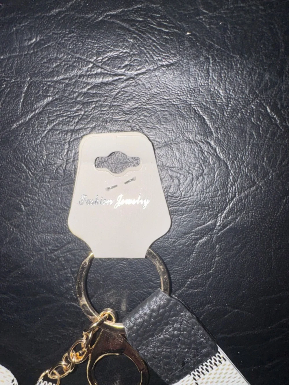 Checkerboard Minnie Ear Keychain with Tan Bow NEW (SS)